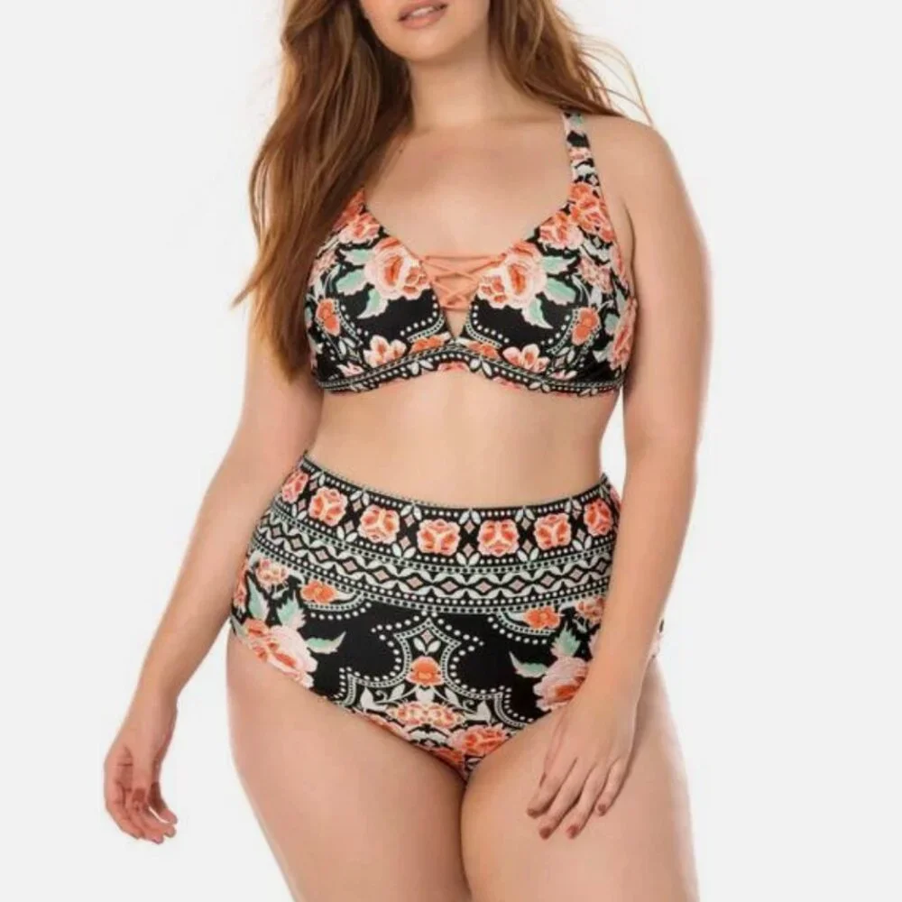 NWT BECCA Swimsuit Bikini 2 pc set Plus Size 2X (20-22) High Waist